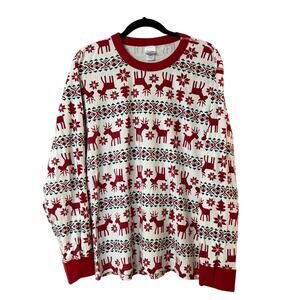 Hanna Andersson Dear Deer Womens Size XL Pajama TOP Reindeer Fair Isle Cotton
